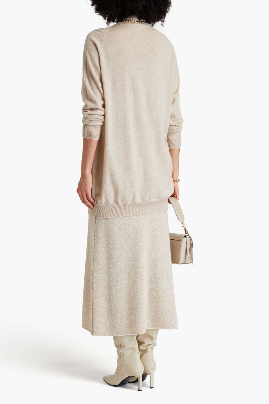 MAX MARA كنزة رياضية بياقة عالية مصنوعة من الصوف بنمط ميلانج