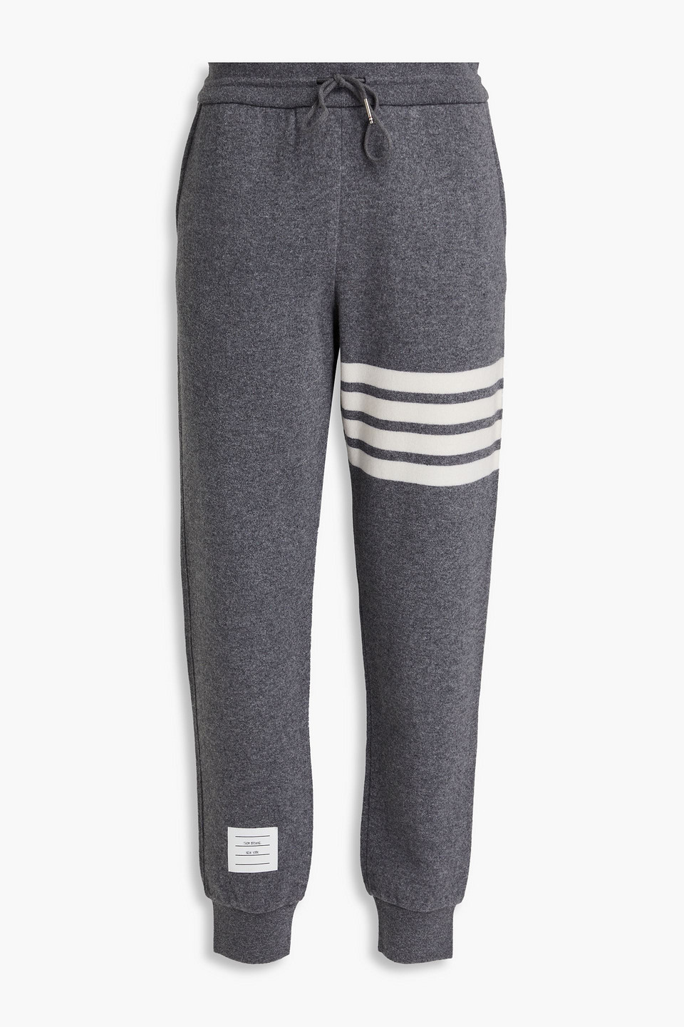 Thom Browne Striped Cashmere-blend Track Pants In Gray