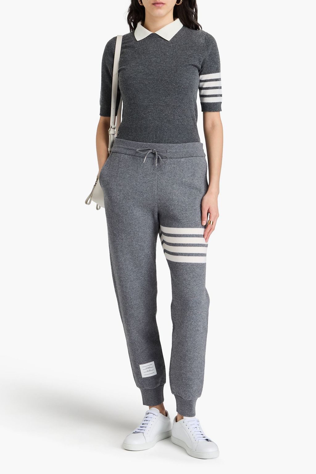 THOM BROWNE Striped cashmere-blend track pants