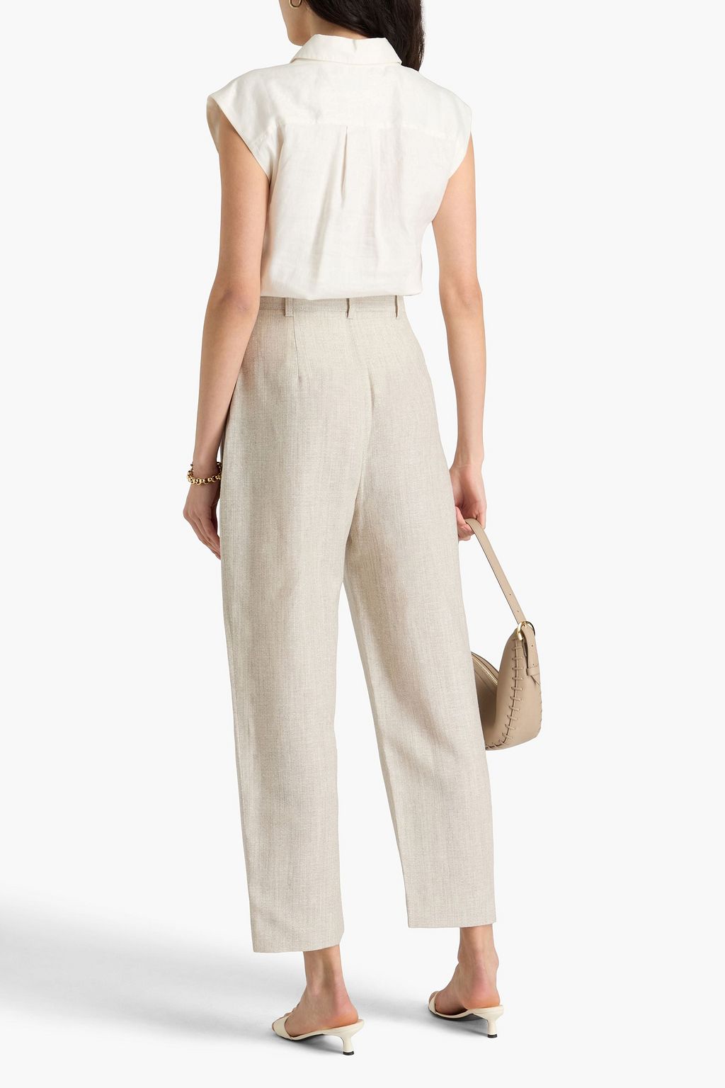 TOTEME Cropped wool and linen-blend tweed tapered pants