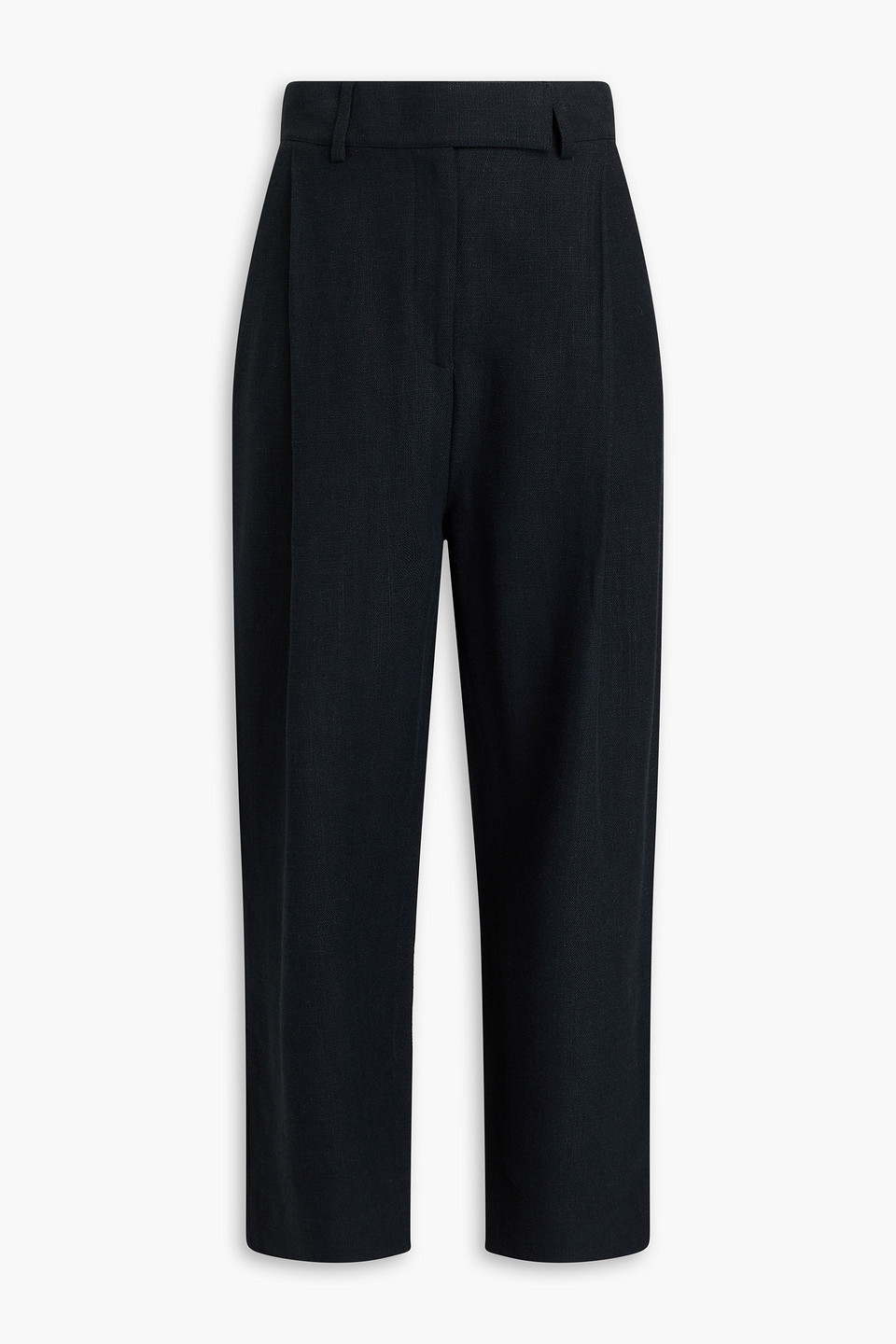 Totême Cropped Woven Tapered Pants In Charcoal