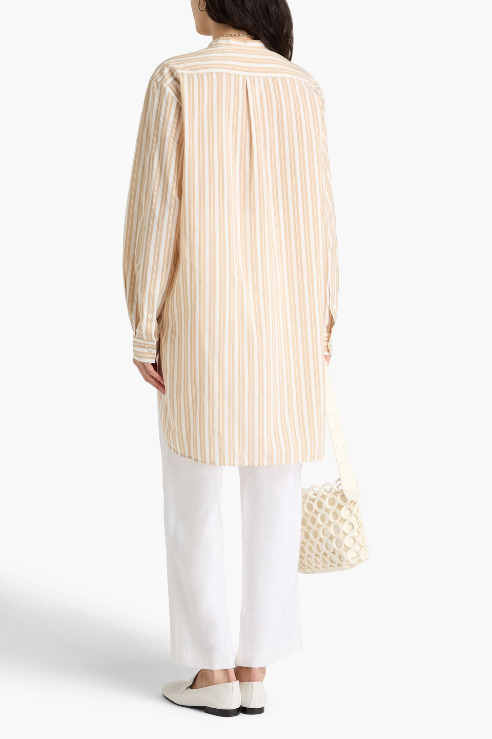 Totême Striped Cotton And Silk-blend Shirt In Beige
