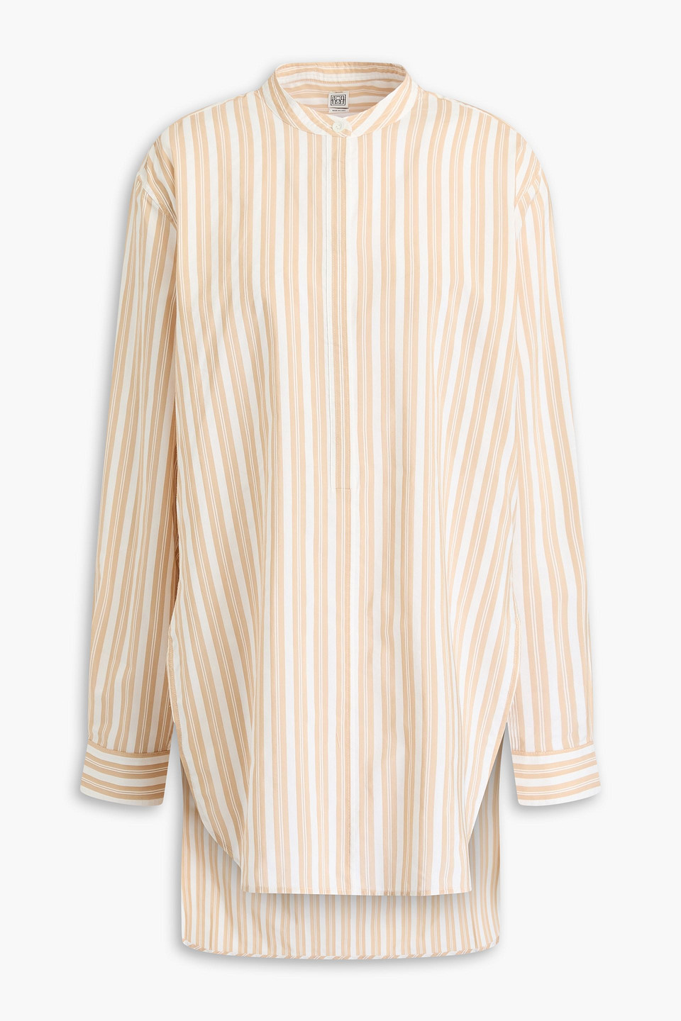 Totême Striped Cotton And Silk-blend Shirt In Beige