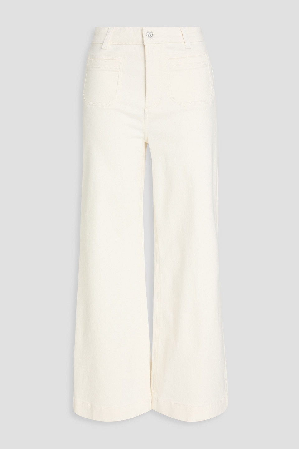 Paige Harper Cropped High-rise Wide-leg Jeans In Off-white