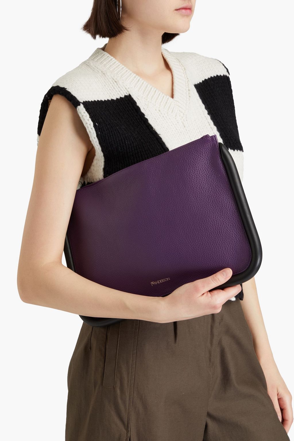 JW ANDERSON ぺブル加工レザー ポーチ バイカラー
