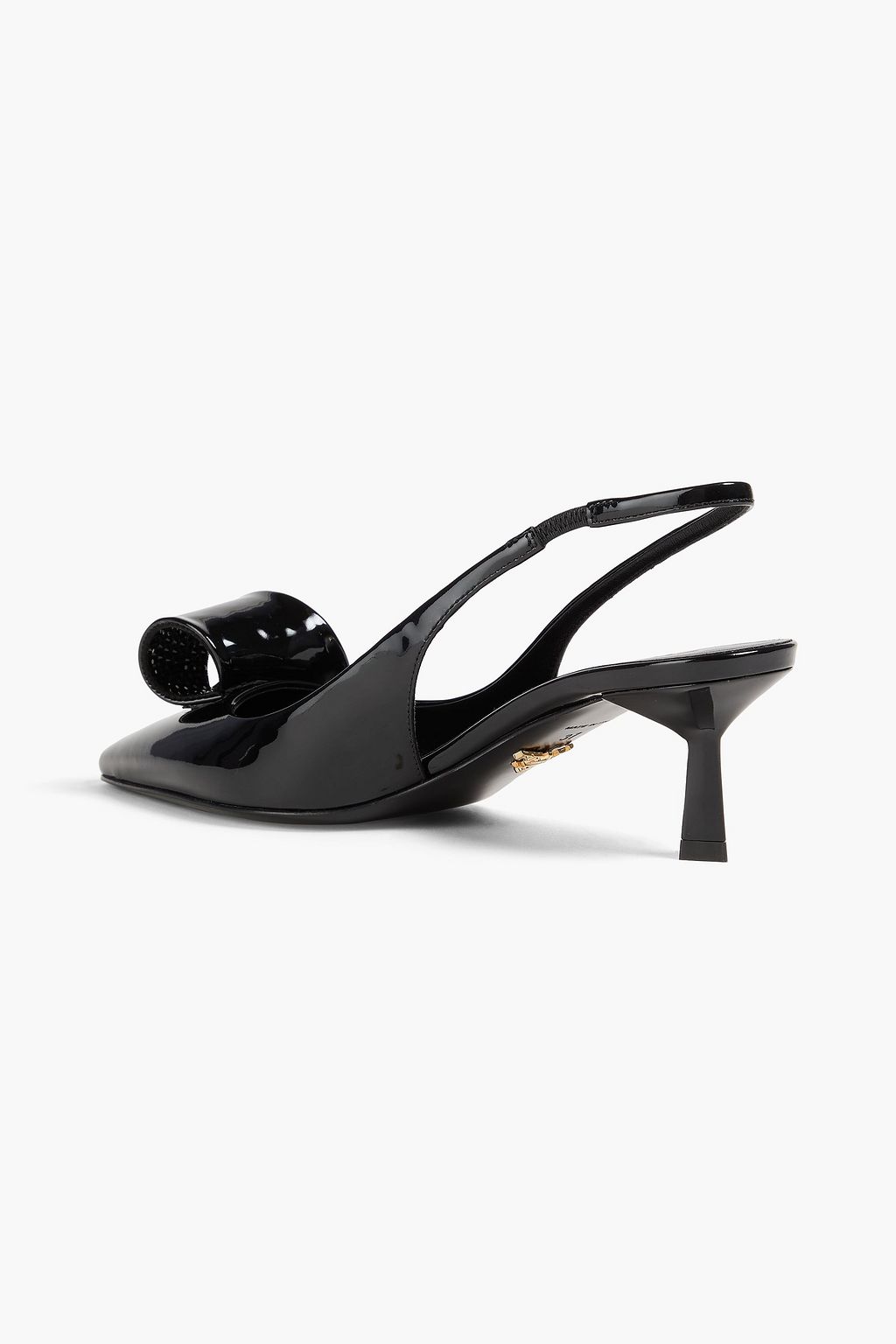 PRADA 크리스털 장식 페이턴트 가죽 슬링백 펌프스