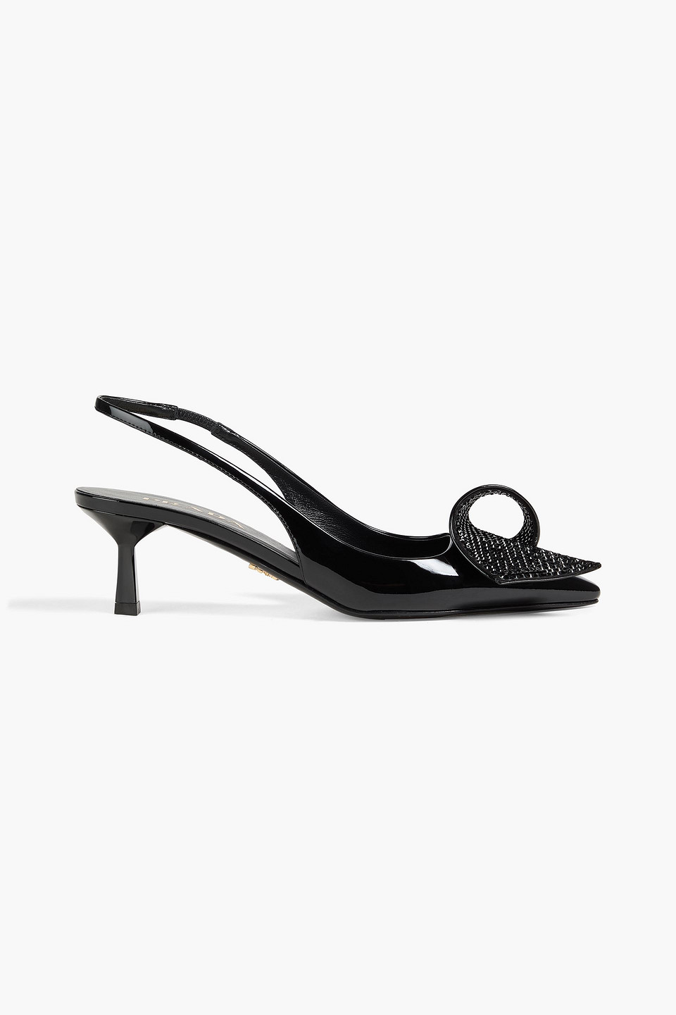 Prada Slingback-pumps Aus Lackleder Mit Kristallverzierung In Schwarz