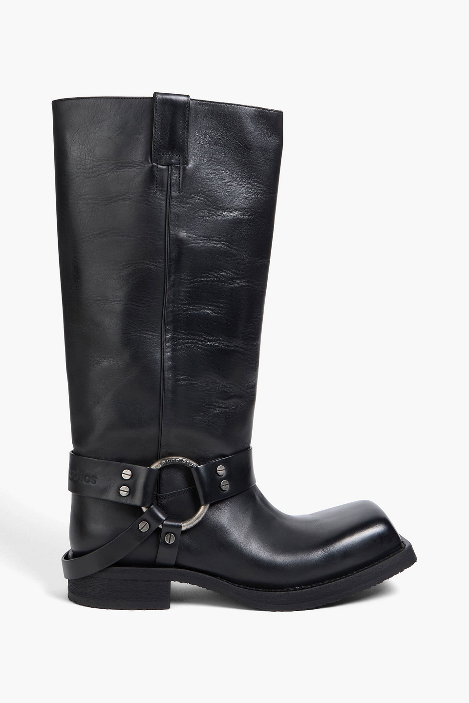 Acne Studios Kniehohe Stiefel Aus Leder Mit Verzierung In Schwarz