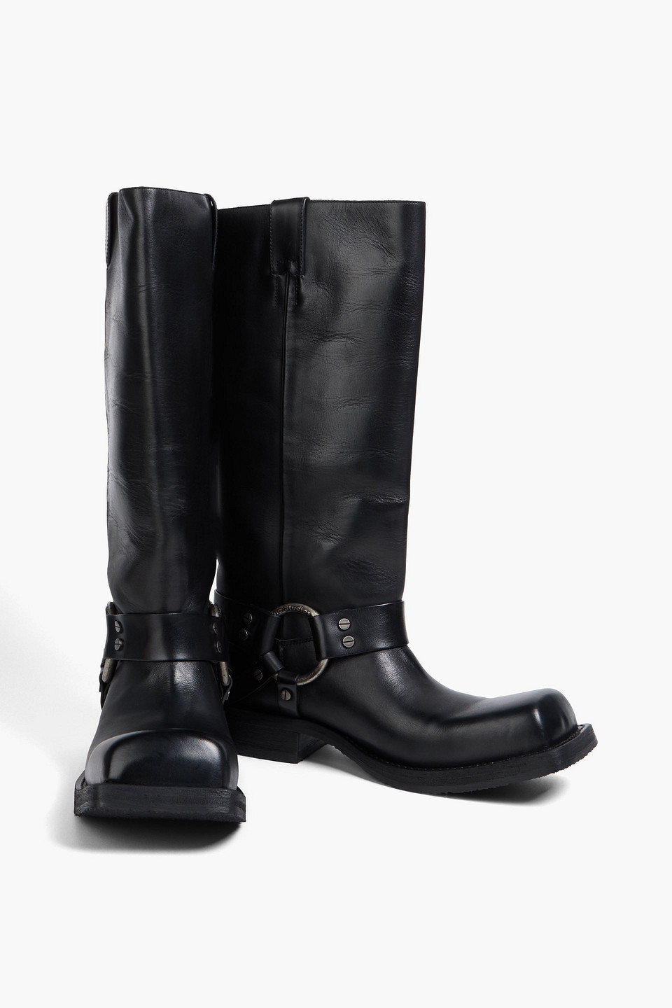 Acne Studios Kniehohe Stiefel Aus Leder Mit Verzierung In Schwarz