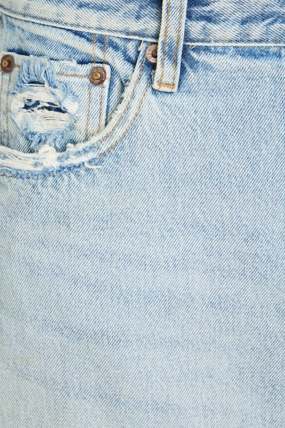 Re/done Maxirock Aus Denim In Distressed-optik In Hellblauer Denim
