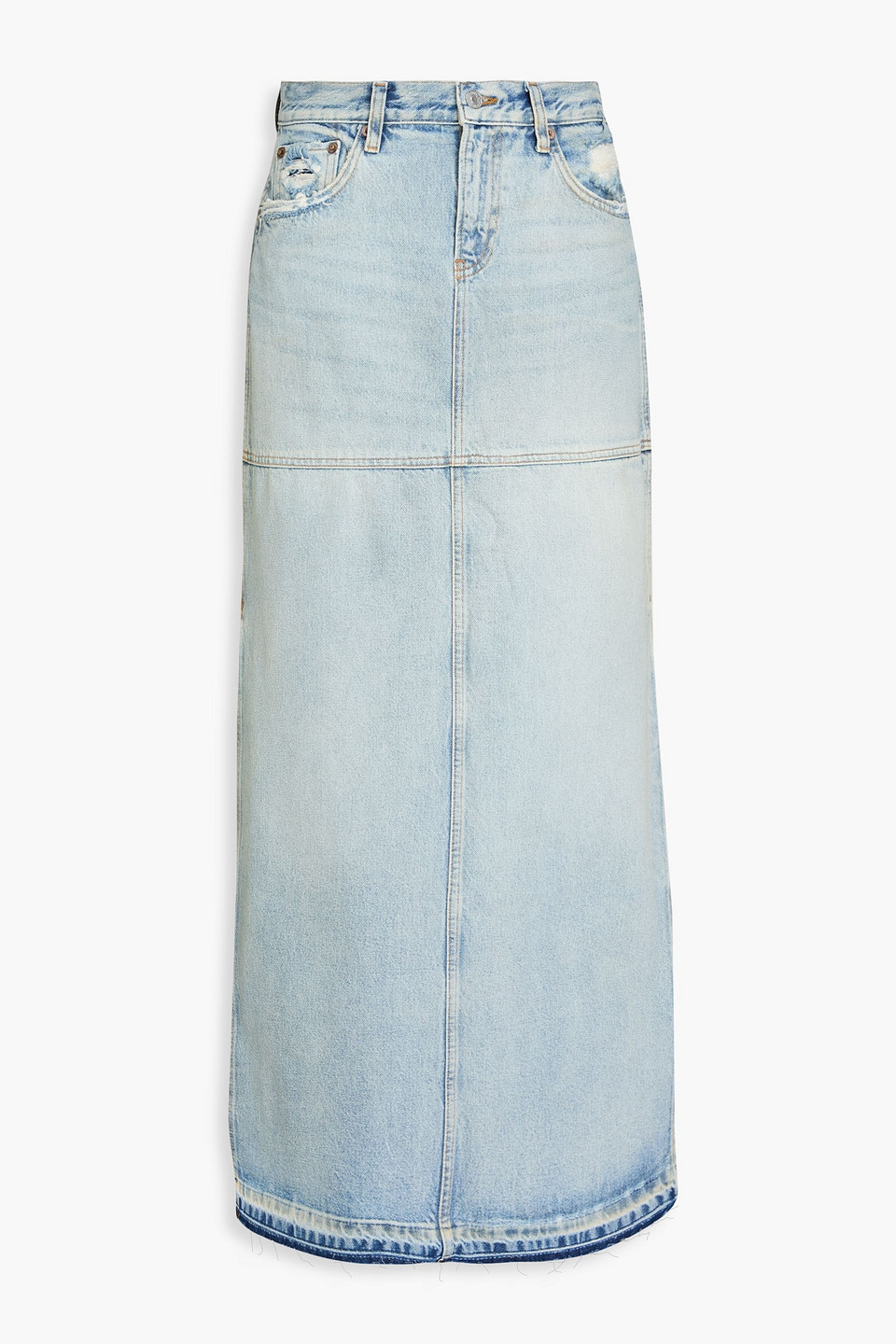Re/done Maxirock Aus Denim In Distressed-optik In Hellblauer Denim