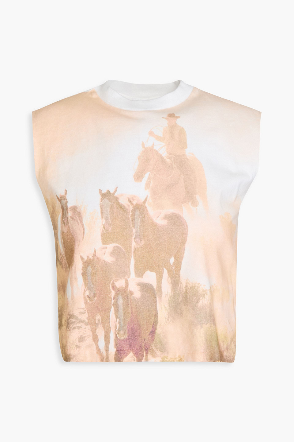 RE/DONE - Printed cotton-jersey tank - Neutral - S