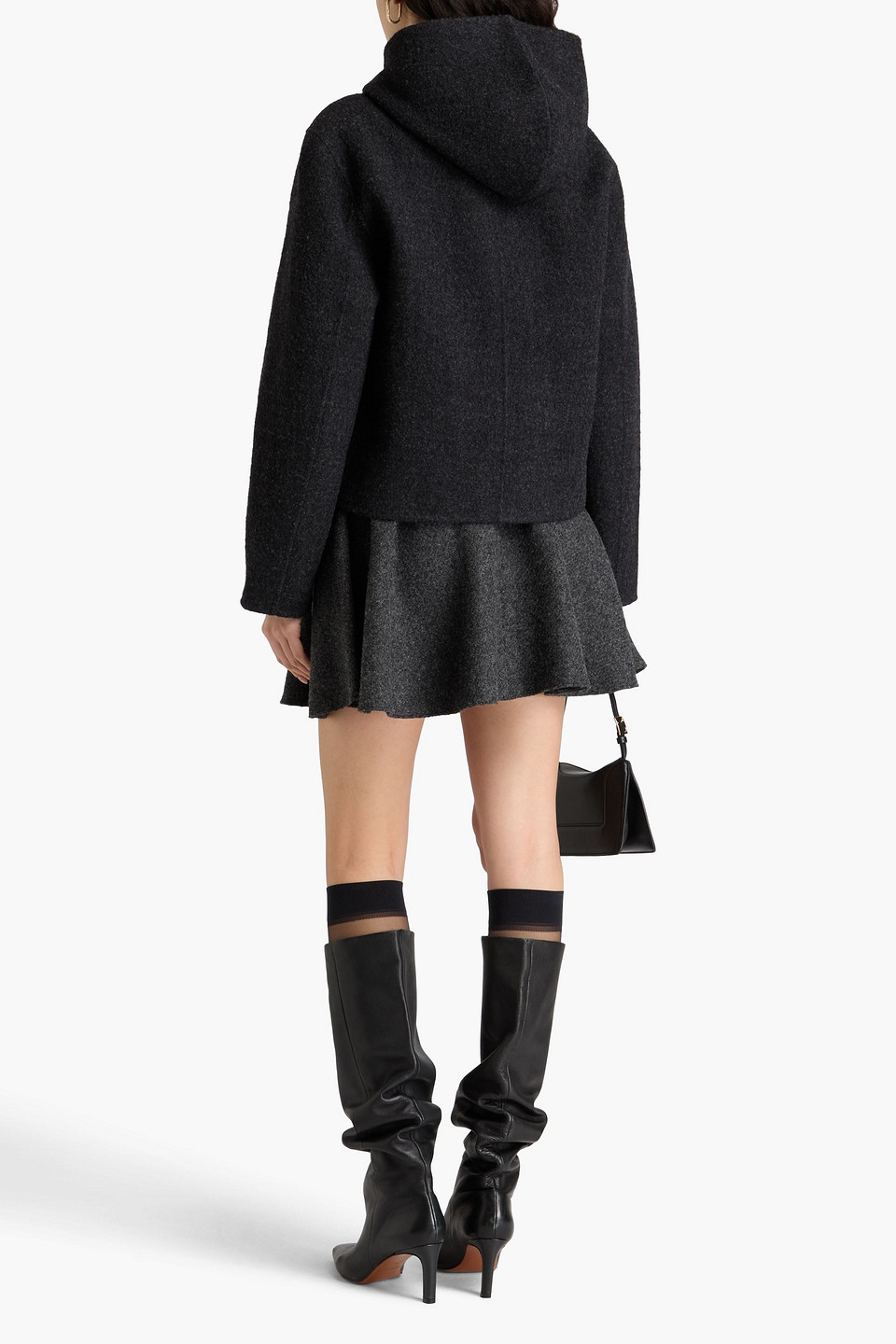 Totême Wool-blend Felt Hooded Jacket In Charcoal