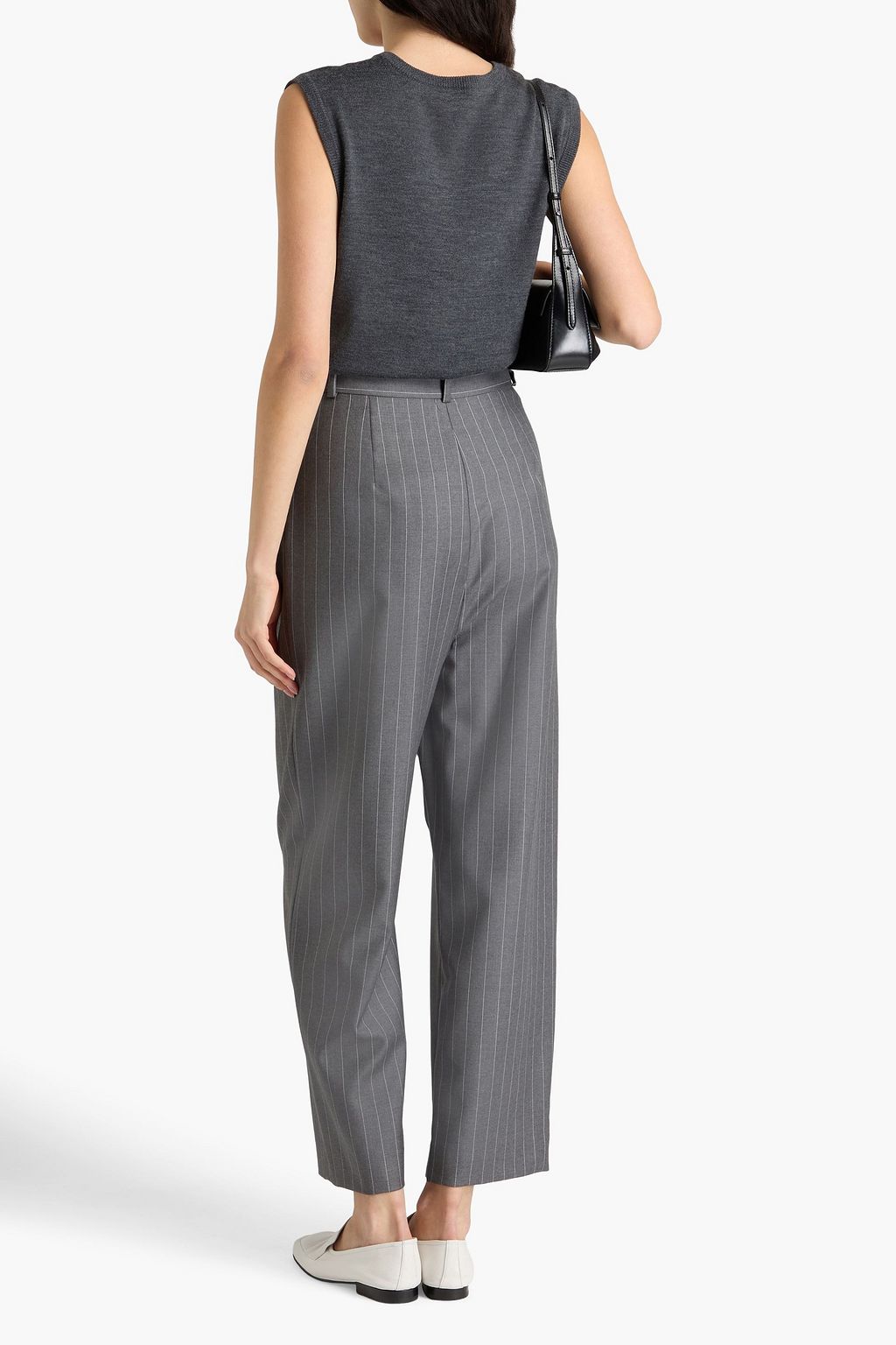 TOTEME Cropped pinstriped wool-twill tapered pants