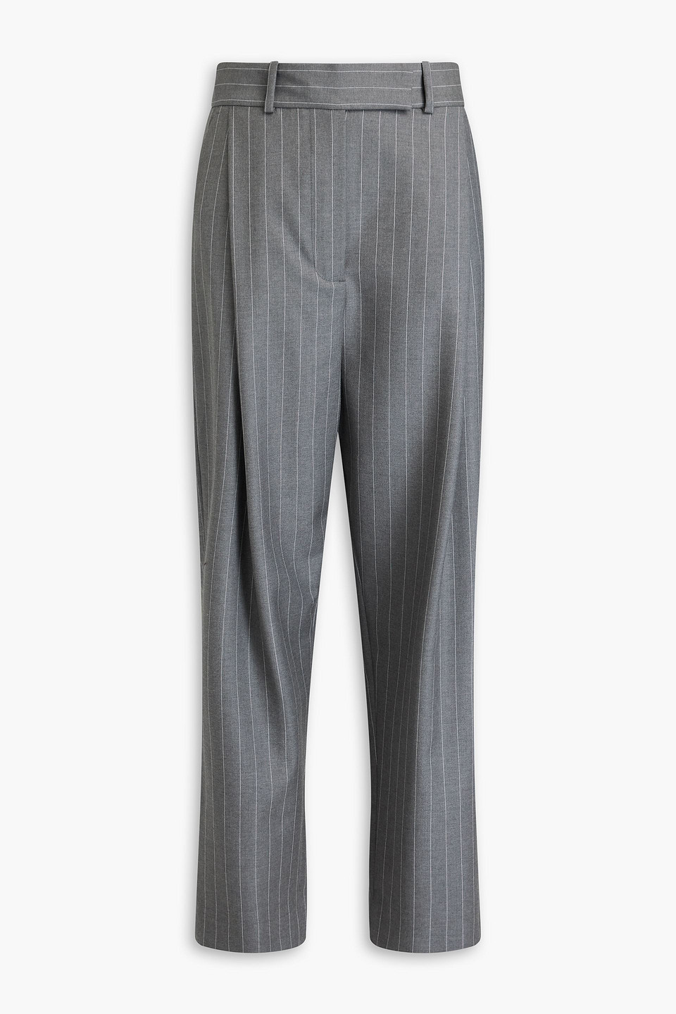 Totême Cropped Pinstriped Wool-twill Tapered Pants In Anthracite