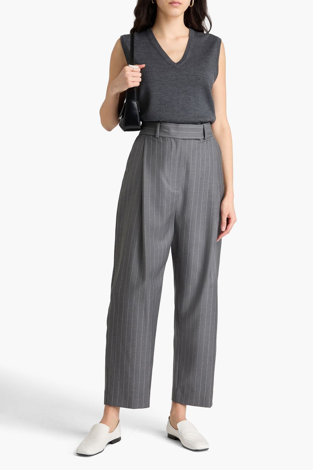 TOTEME Cropped pinstriped wool-twill tapered pants