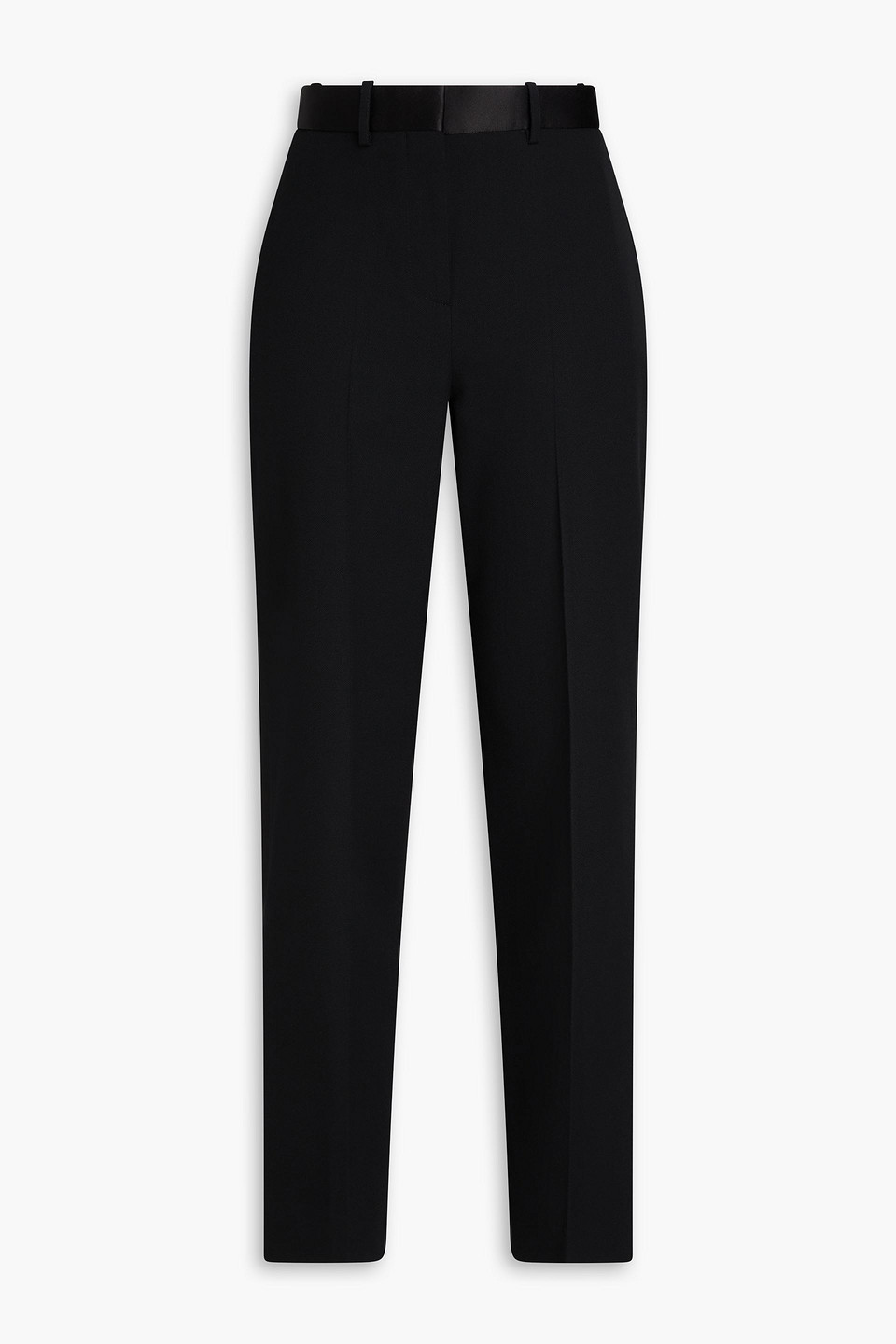Victoria Beckham Satin-trimmed Grain De Poudre Tapered Pants In Black