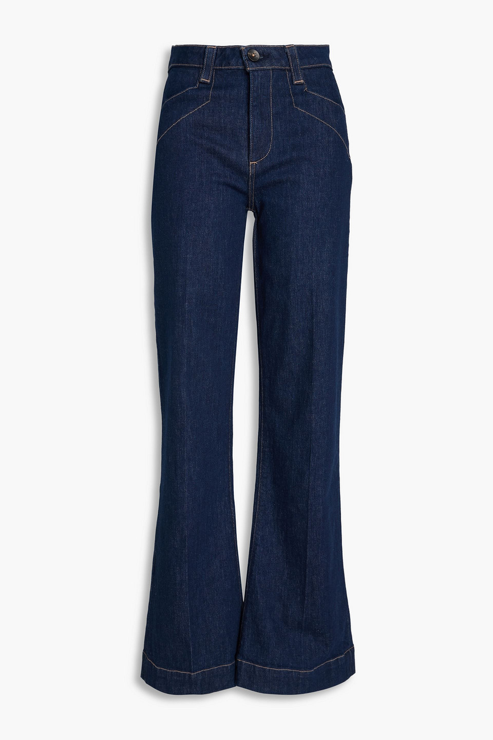 Paige Leenah High-rise Wide-leg Jeans In Dunkelblauer Denim