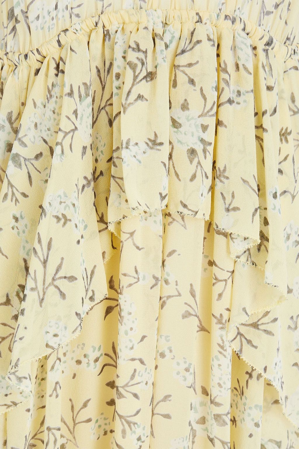 ULLA JOHNSON シルクジョーゼット ミディワンピース フローラルプリント