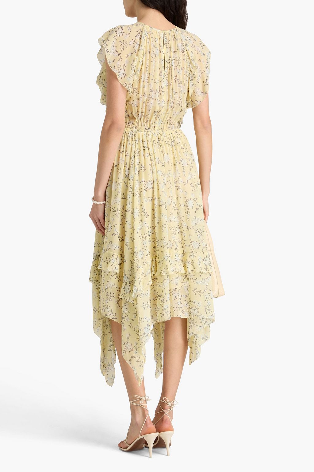 ULLA JOHNSON シルクジョーゼット ミディワンピース フローラルプリント