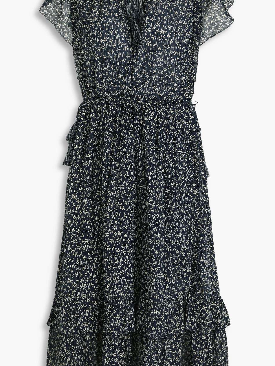 anja ruffled floral-print cotton-crepon midi dress