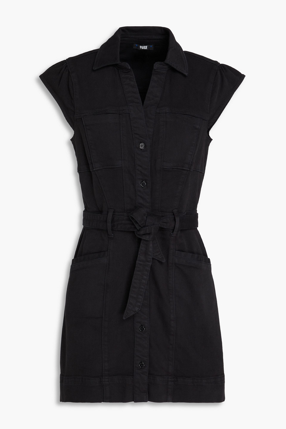 Paige Jaxsyn Belted Denim Mini Shirt Dress In Schwarz | ModeSens