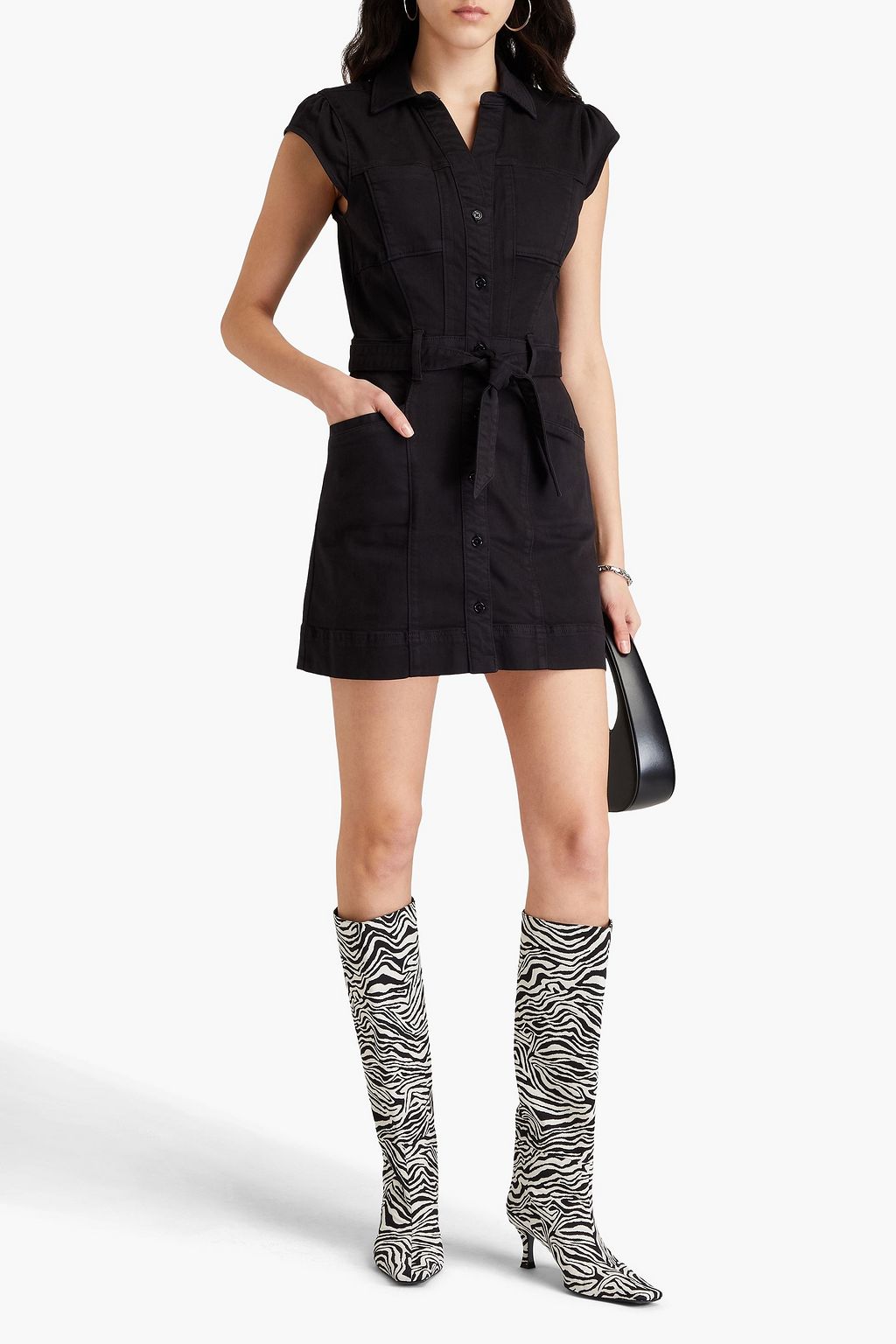 PAIGE Jaxsyn belted denim mini shirt dress