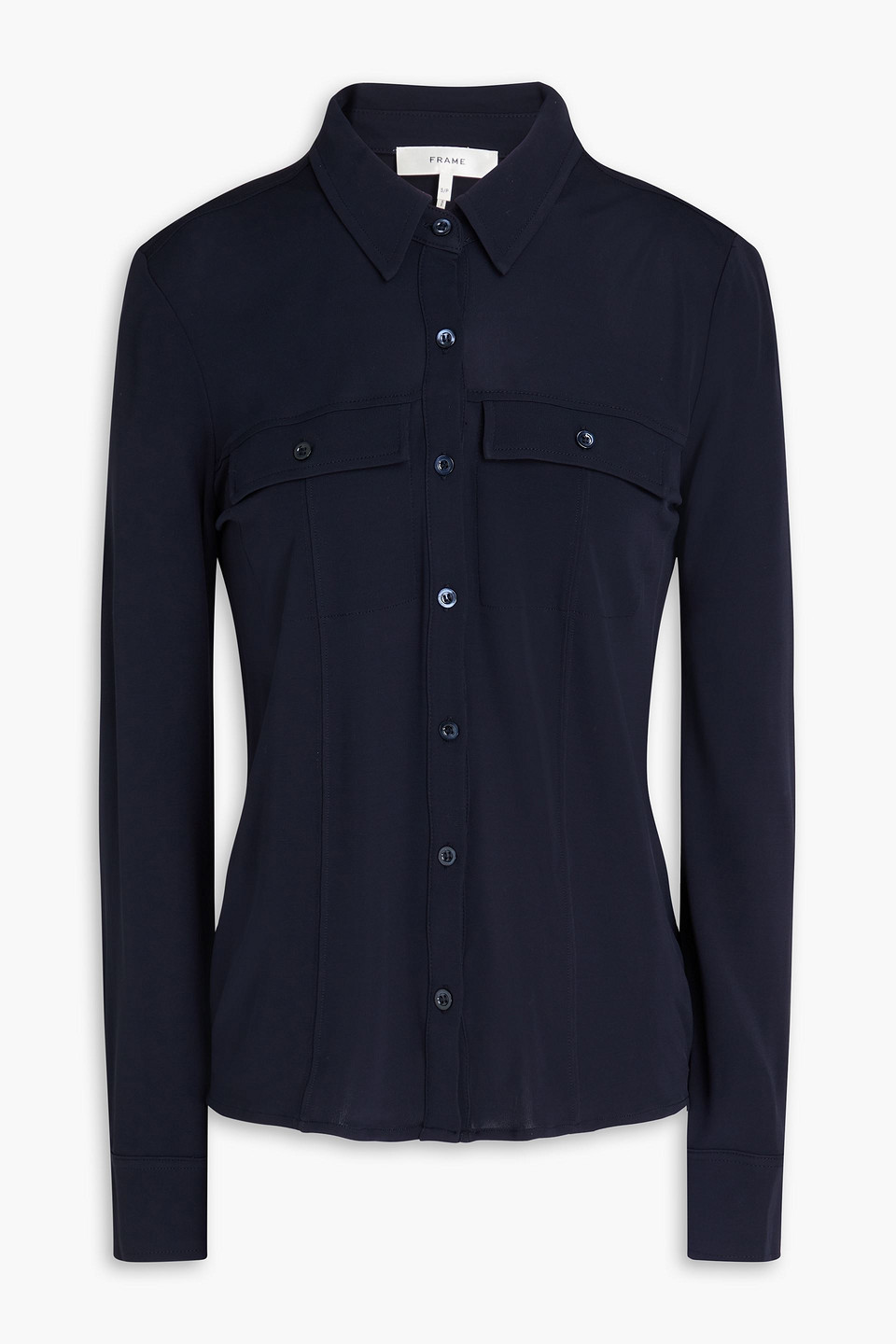 Frame Jersey Button-up Shirt In Navy