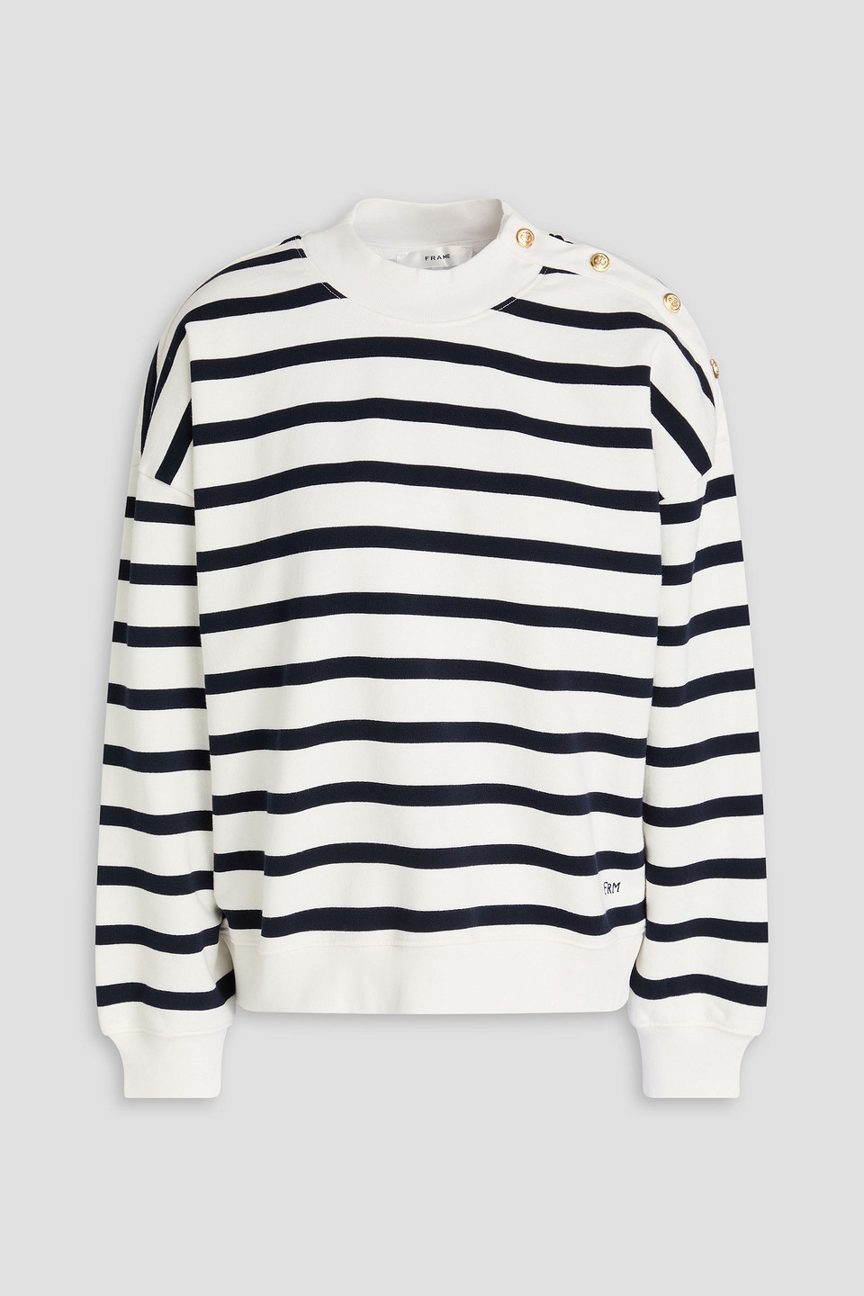 FRAME STRIPED FRENCH COTTON-BLEND TERRY SWEATSHIRT 