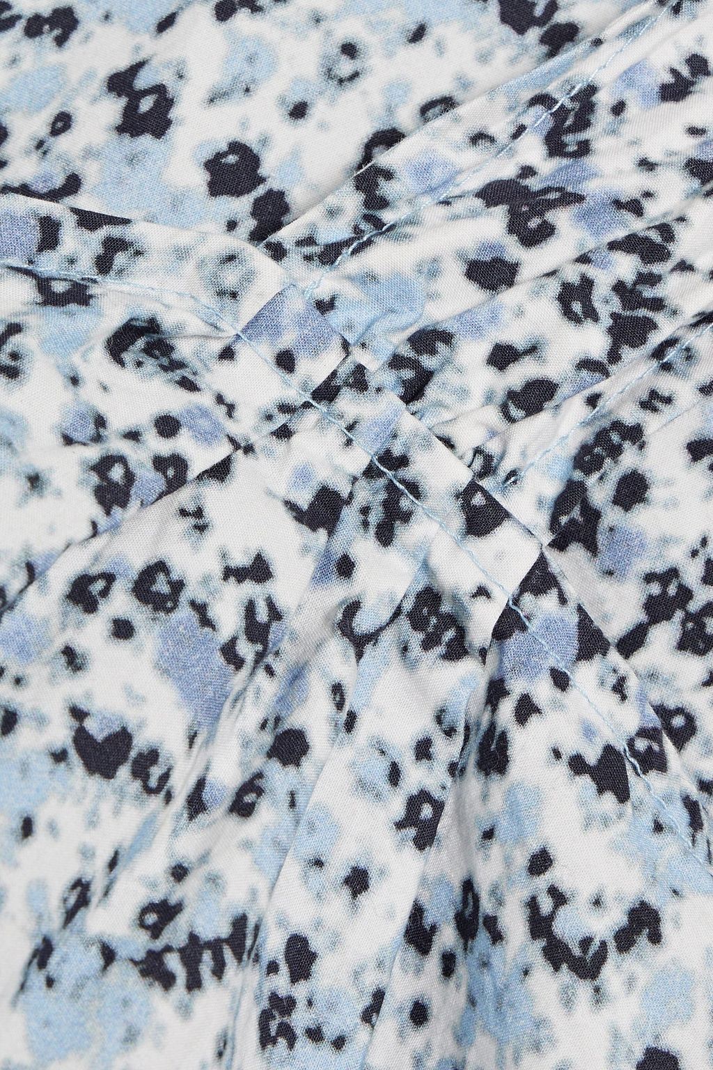 GANNI Printed cotton-poplin mini wrap dress