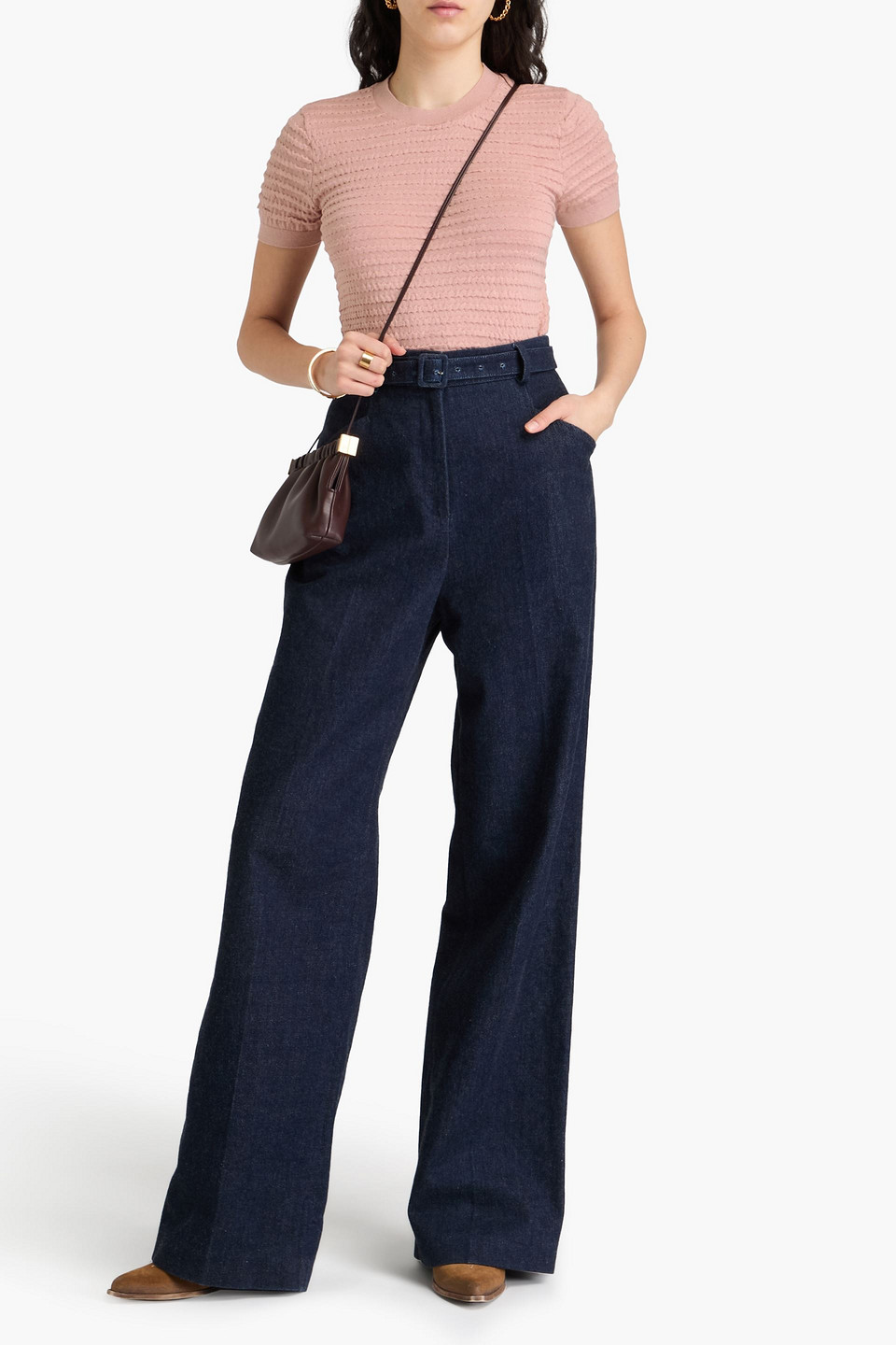 Frame Cashmere Puff-sleeve Sweater In Altrosa