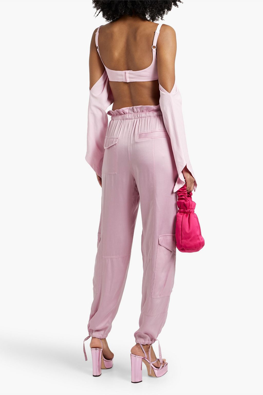 GANNI Cupro and ECOVERO™-blend satin cargo pants