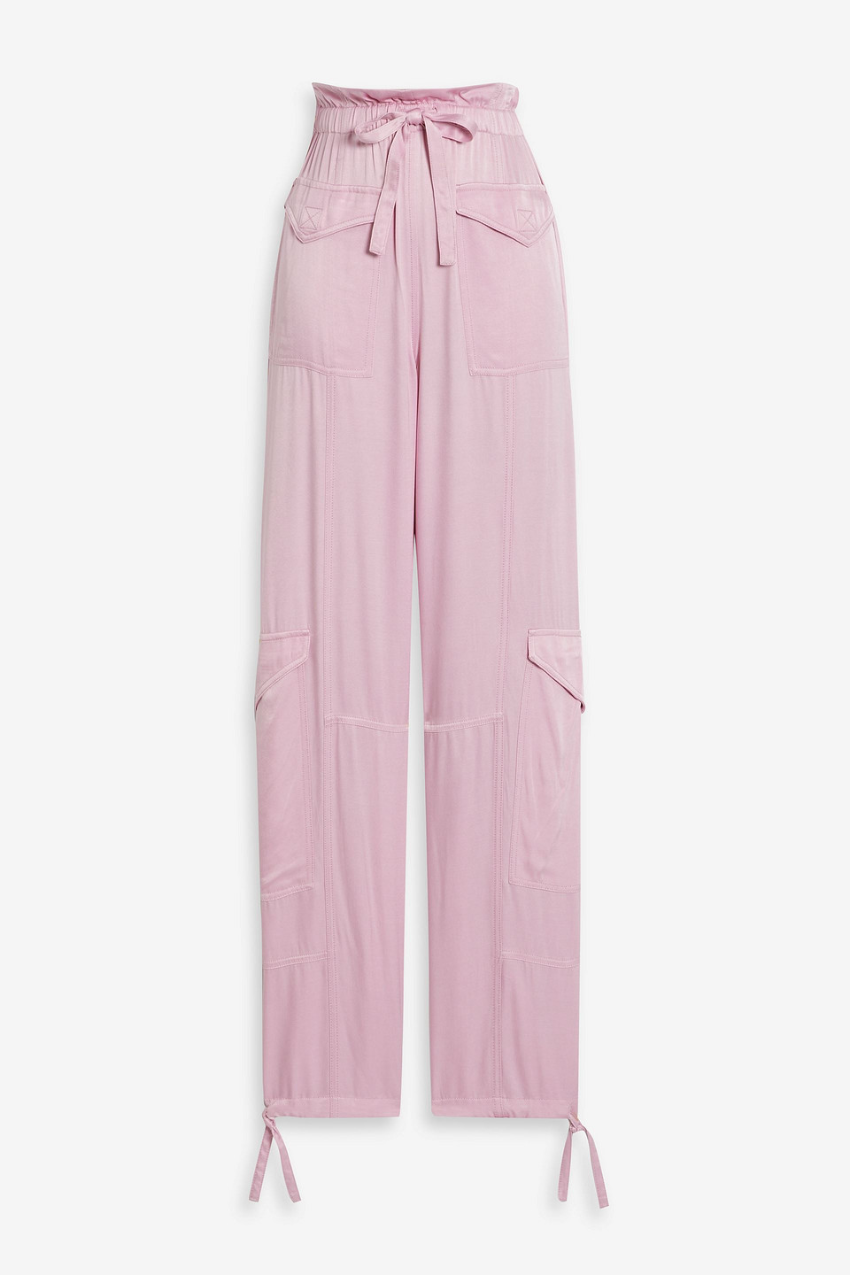Ganni Cupro And Ecovero™-blend Satin Cargo Pants In Baby Pink