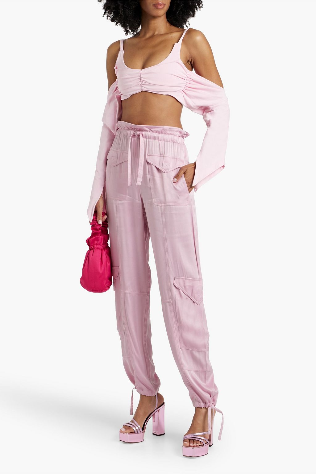 GANNI Cupro and ECOVERO™-blend satin cargo pants