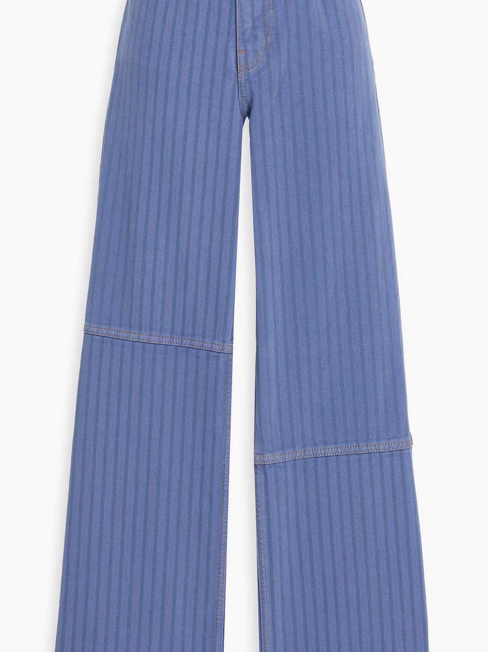 striped high-rise straight-leg jeans