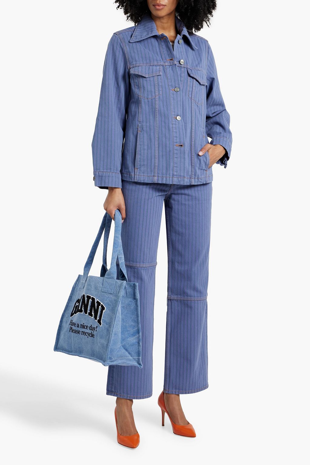 GANNI Striped denim jacket