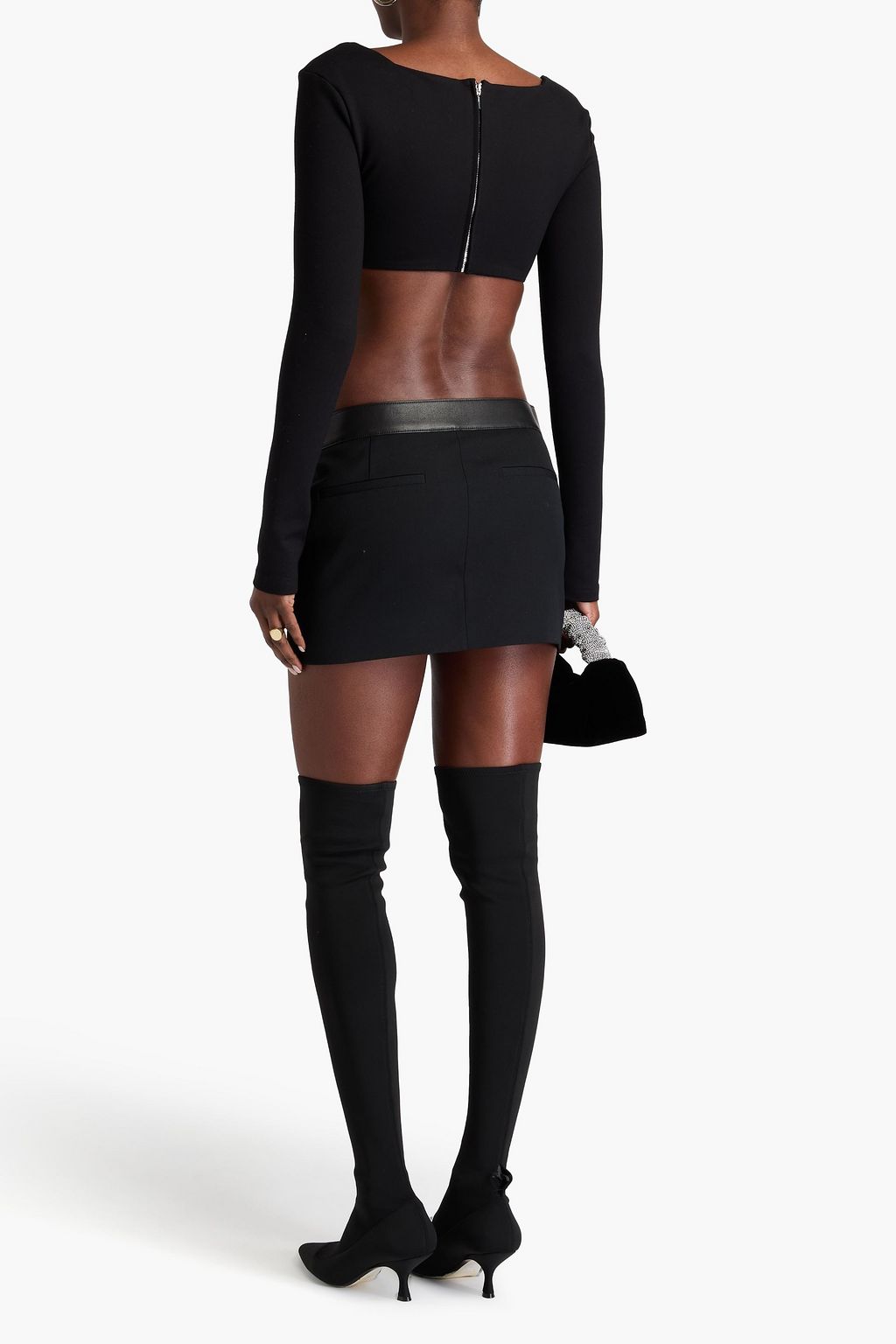 ALEXANDER WANG تنورة قصيرة من صوف تويل بحزام