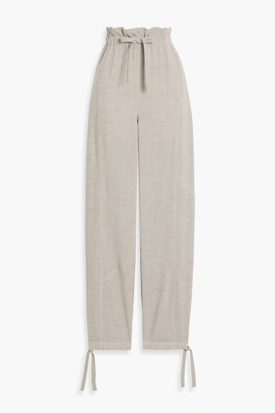 Ganni Woven Tapered Pants In Mushroom
