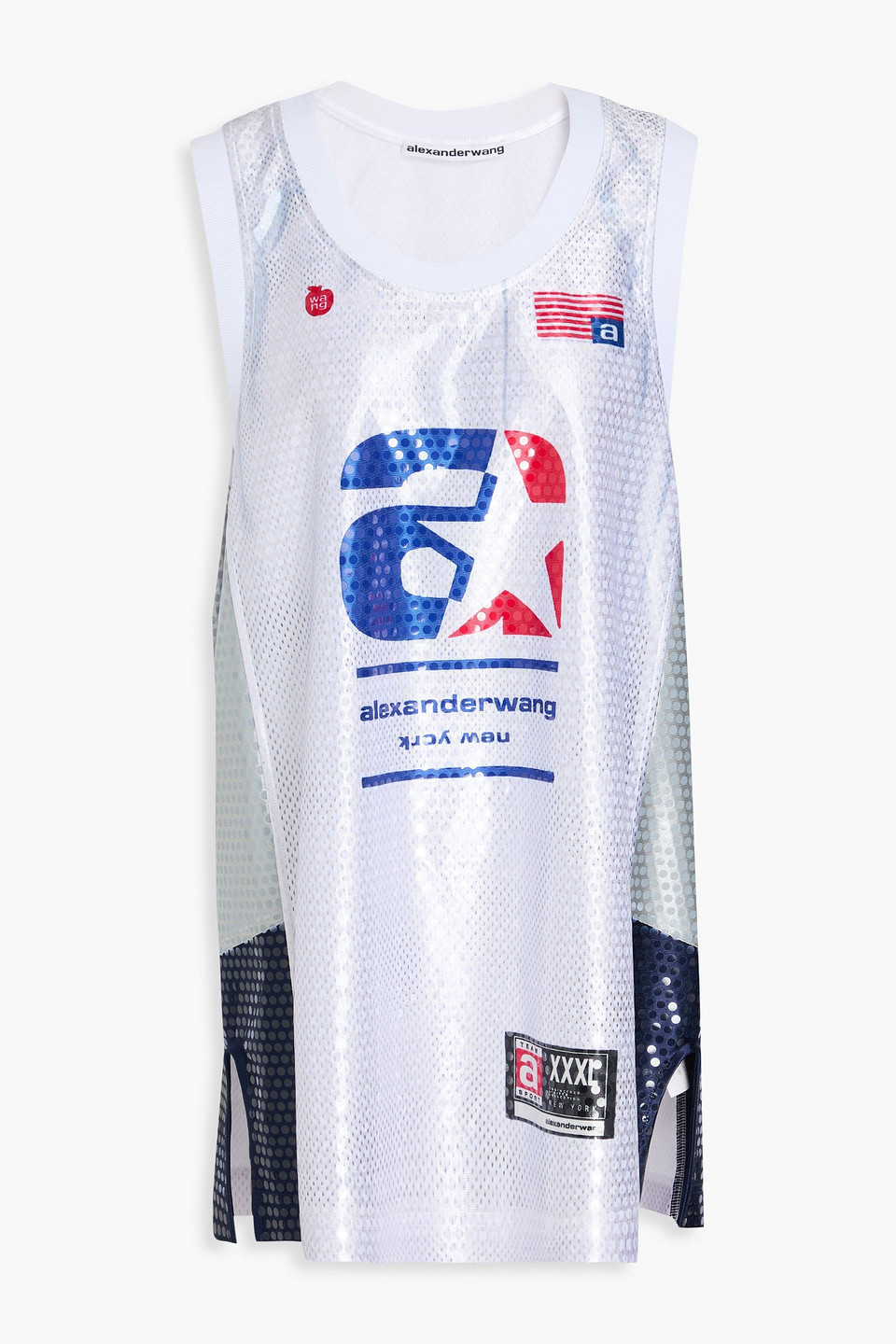 Alexander Wang Tanktop Aus Jersey Mit Print Und Pailletten In Hellgrau