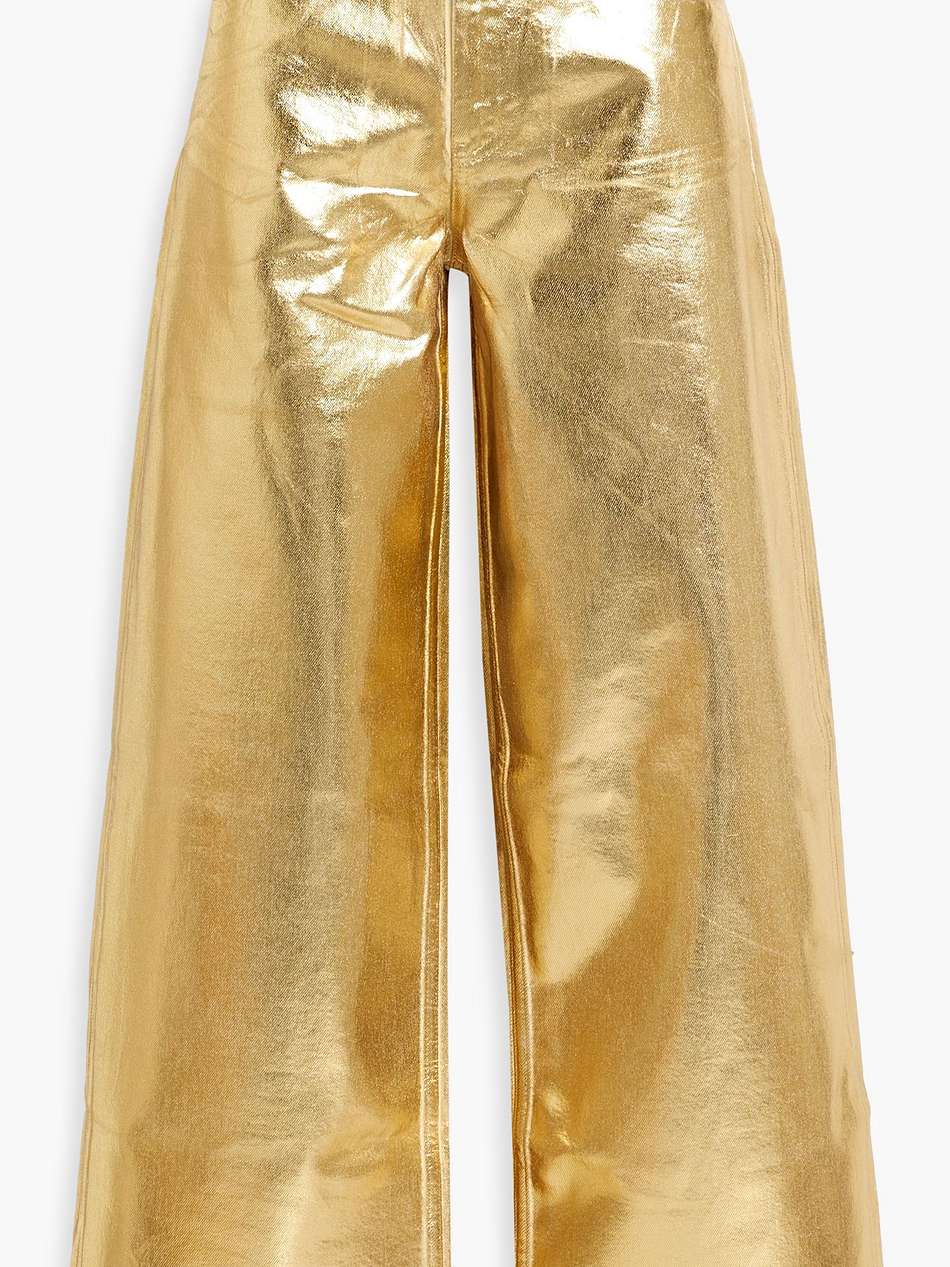 metallic high-rise wide-leg jeans