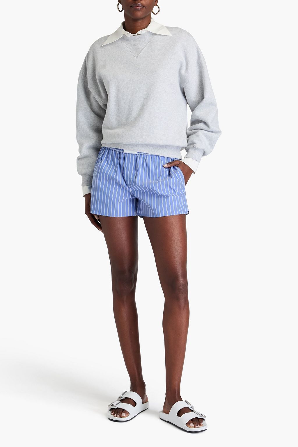 ALEXANDER WANG شورت مصنوع من البوبلين بتصميم مخطط