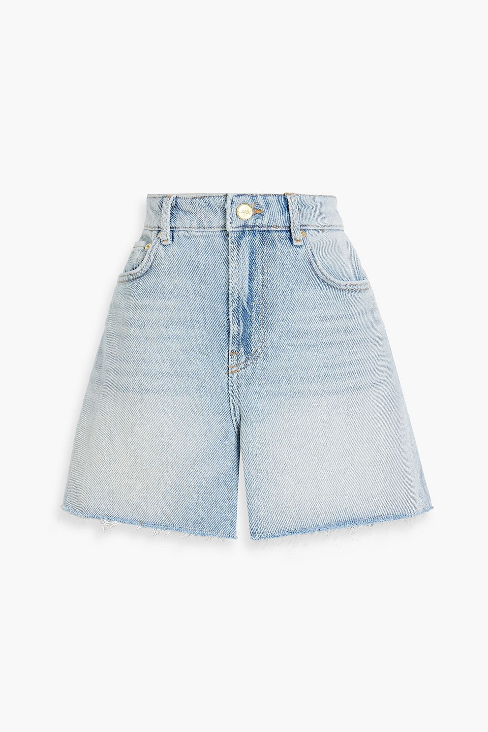 Ganni Frayed Denim Shorts In Light Denim