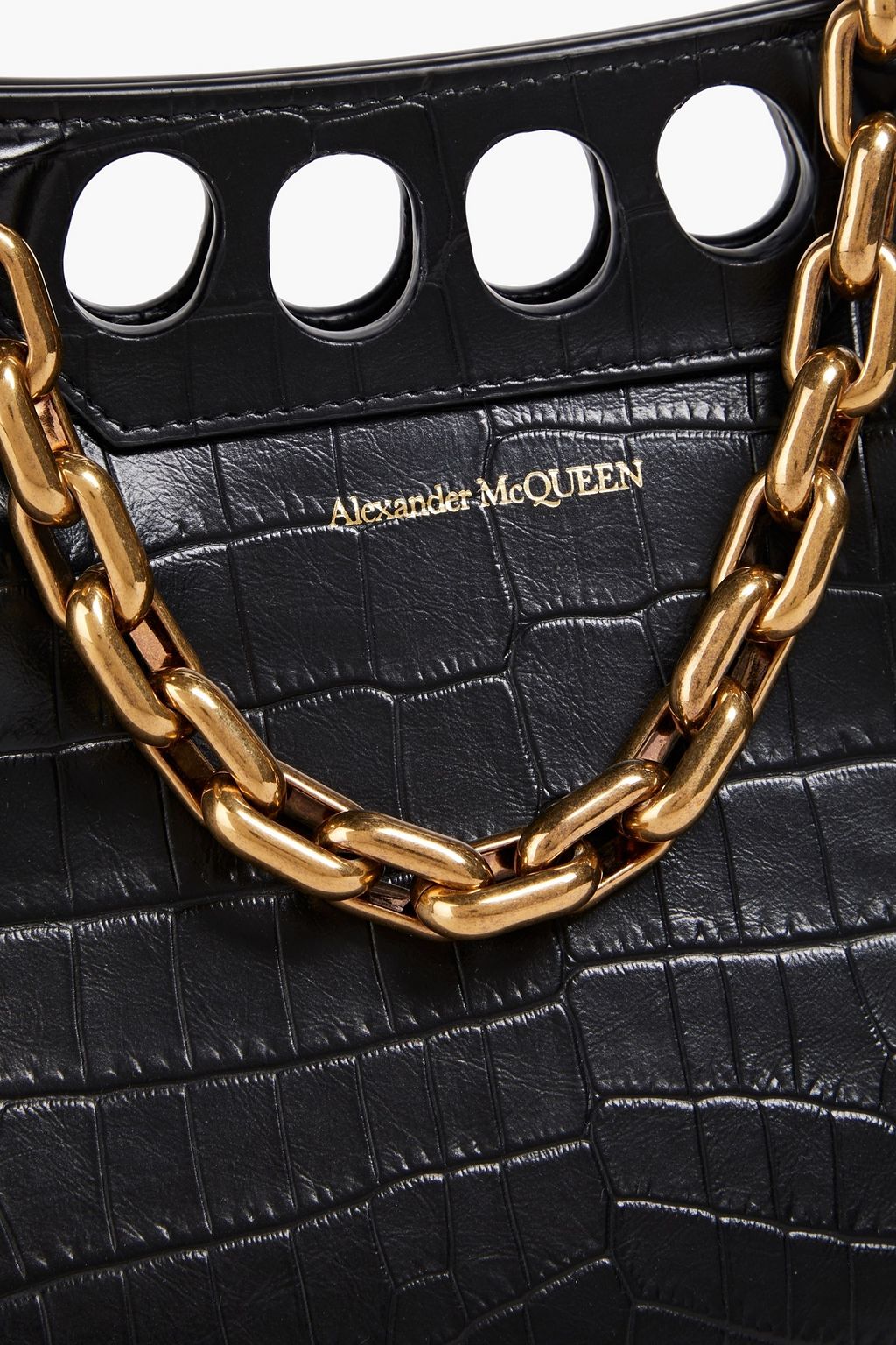MCQUEEN حقيبة كتف من الجلد بنقشة جلد التمساح