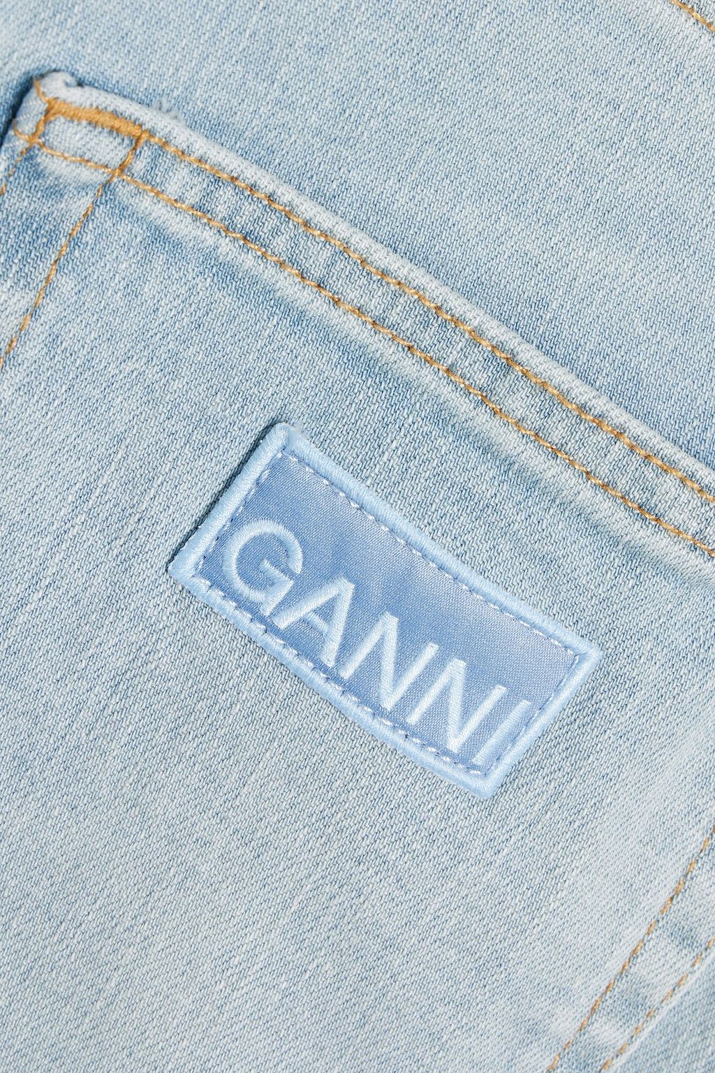 GANNI Fluted denim midi skirt