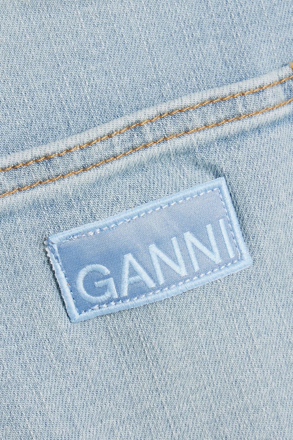 GANNI Frayed high-rise wide-leg jeans