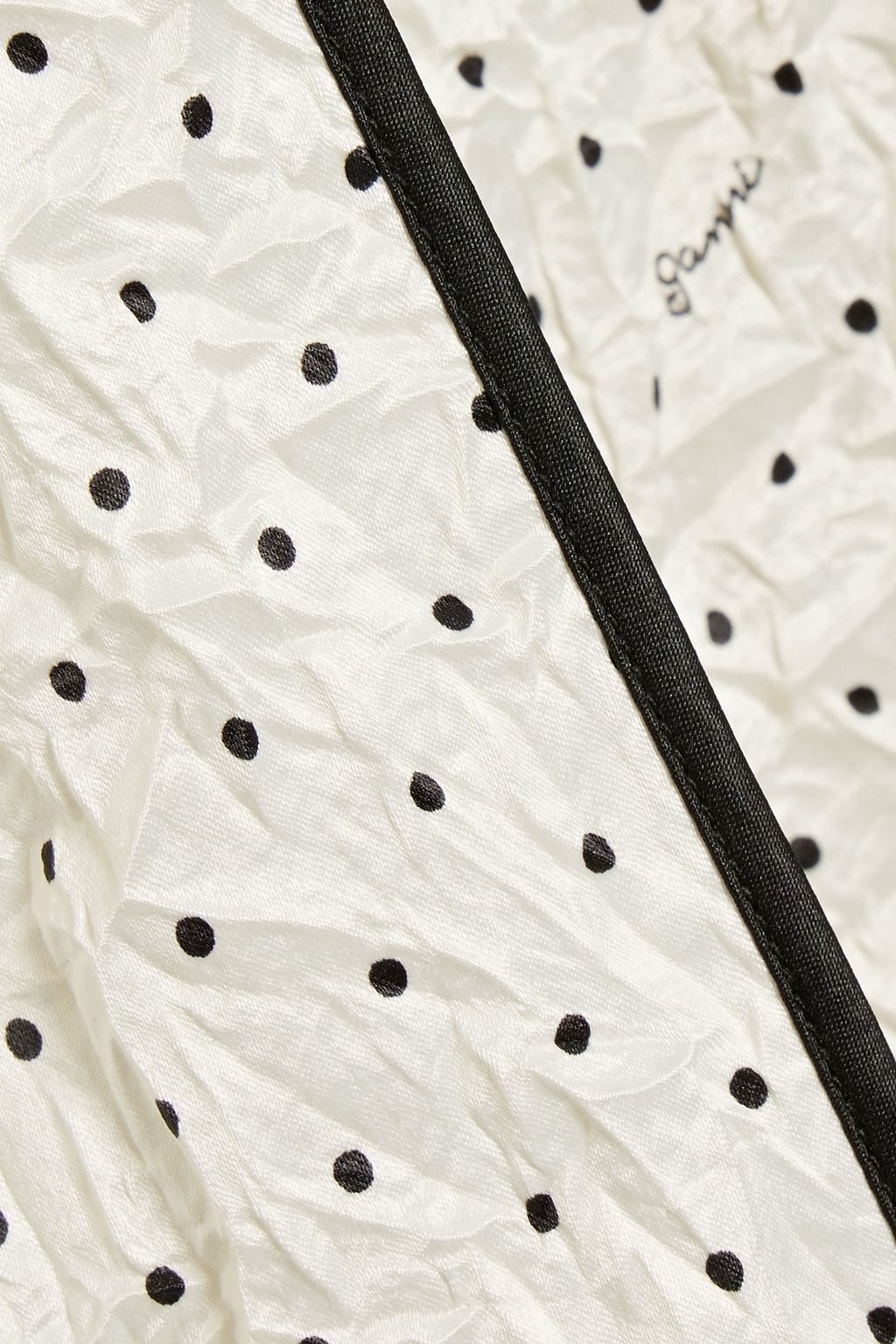 GANNI Polka-dot crinkled-satin midi dress