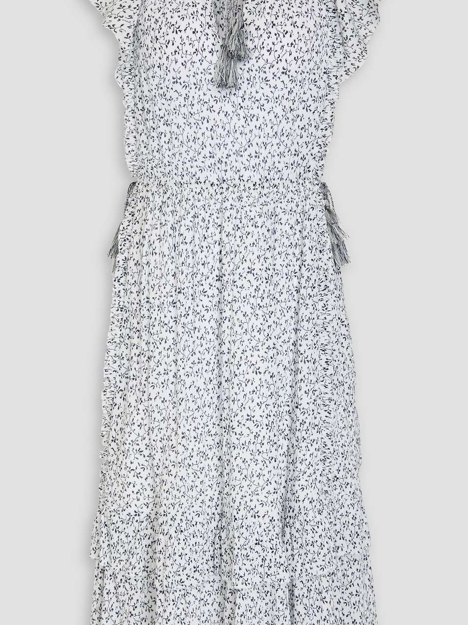 anja ruffled floral-print cotton-crepon midi dress