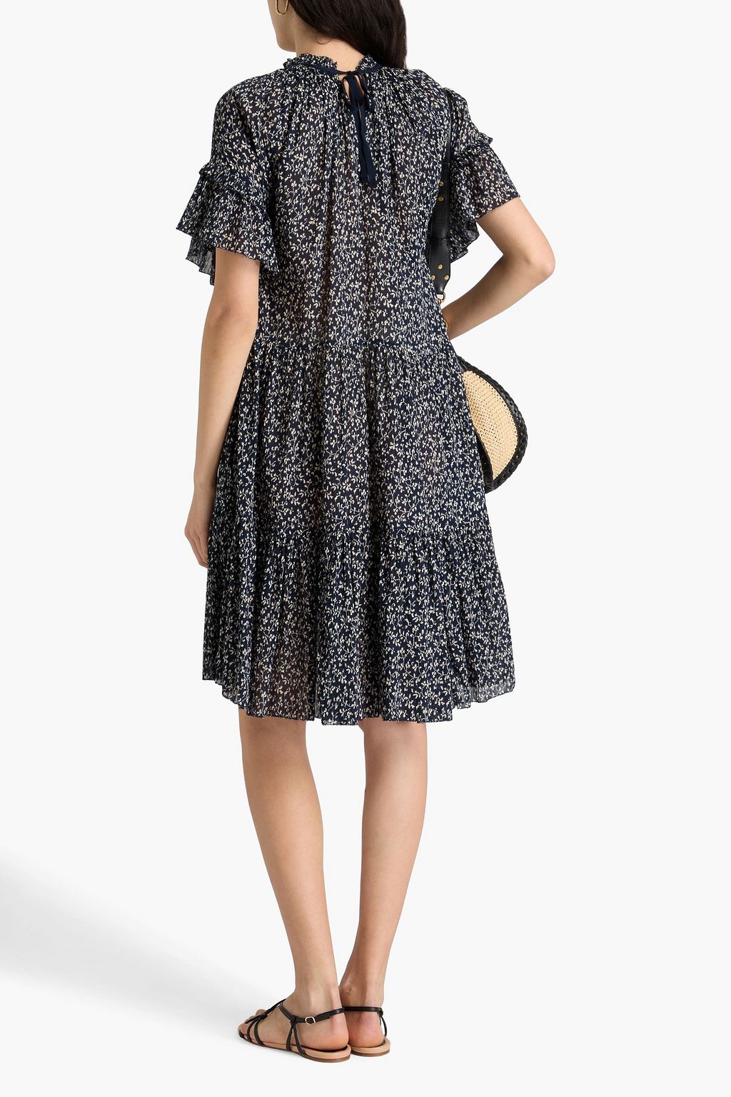 ULLA JOHNSON Doris ruffled floral-print cotton-crepon dress