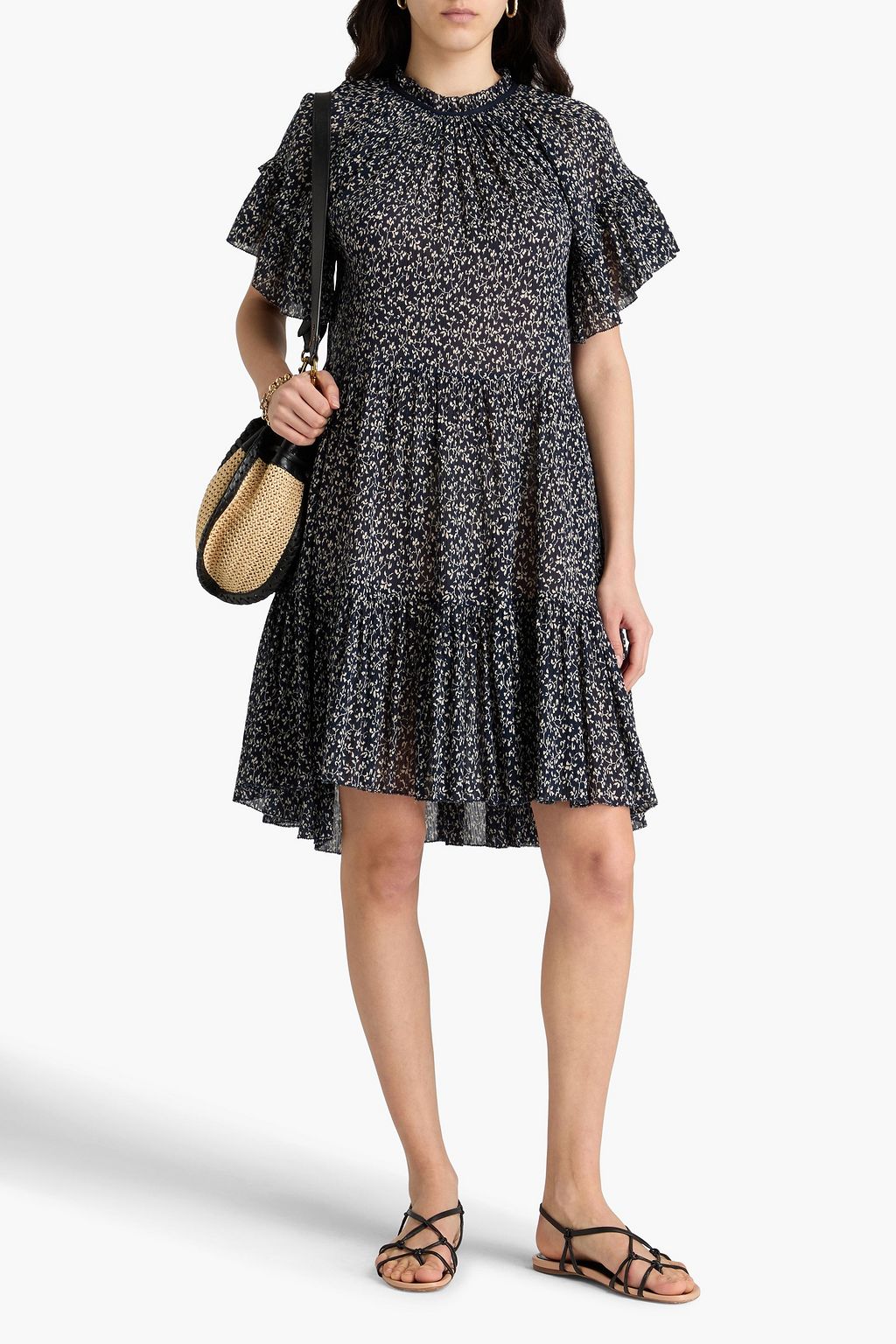 ULLA JOHNSON Doris ruffled floral-print cotton-crepon dress