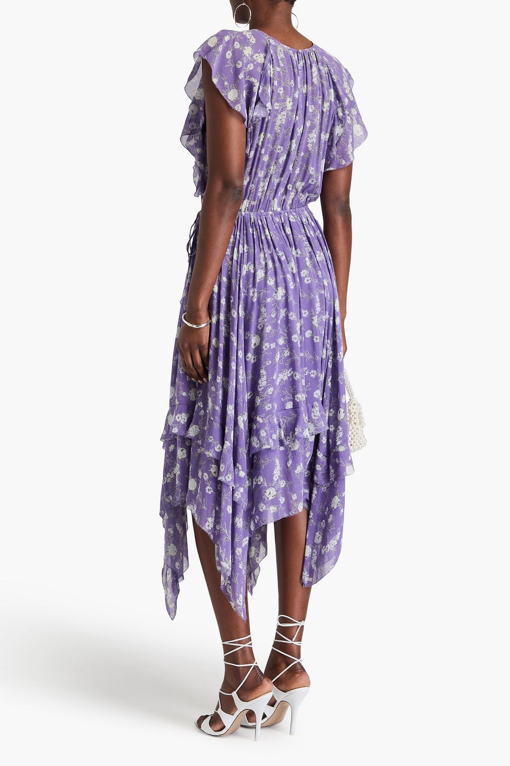 ULLA JOHNSON シルクジョーゼット ミディワンピース フローラルプリント